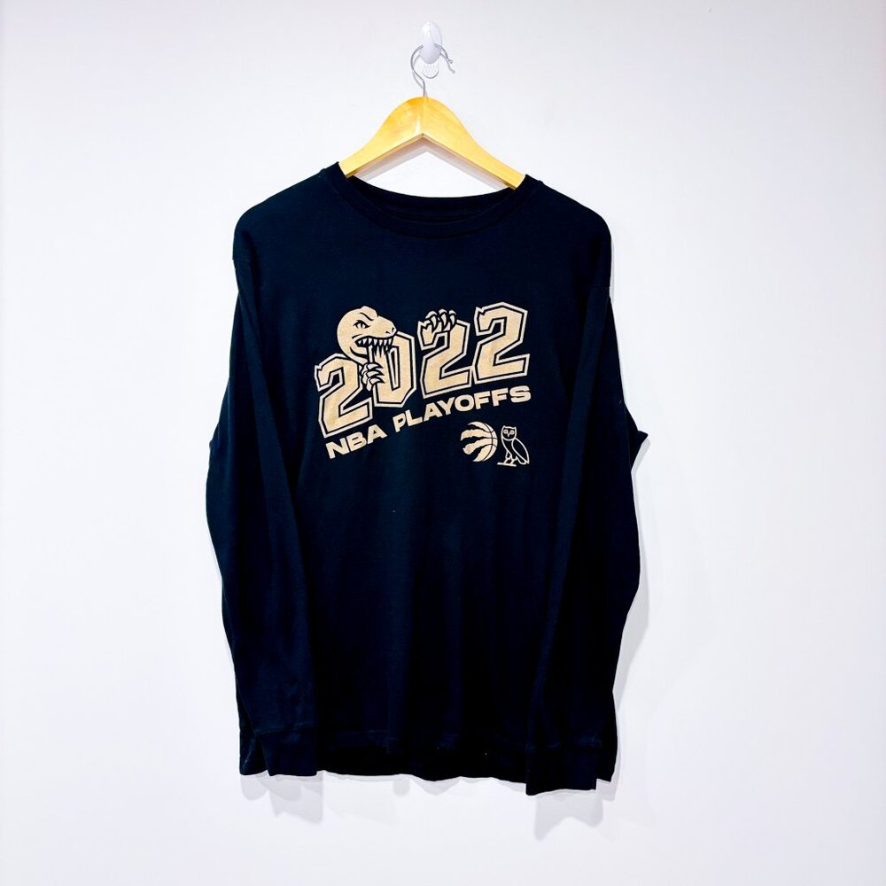 OVO x‎ Raptors 2022 NBA Playoffs Long Sleeve Black Tee | Men's Large *